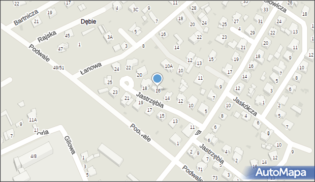 Częstochowa, Jastrzębia, 16, mapa Częstochowy