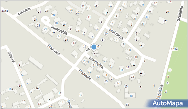 Częstochowa, Jastrzębia, 6, mapa Częstochowy