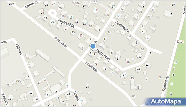 Częstochowa, Jastrzębia, 9A, mapa Częstochowy