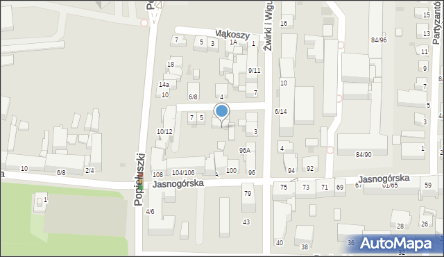 Częstochowa, Jasnogórska, 102b, mapa Częstochowy