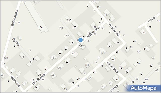 Dąbrowa, Jaśminowa, 26, mapa Dąbrowa