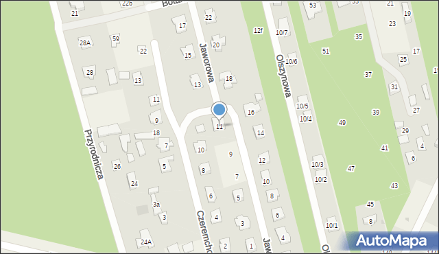 Dąbrowa Chotomowska, Jaworowa, 11, mapa Dąbrowa Chotomowska