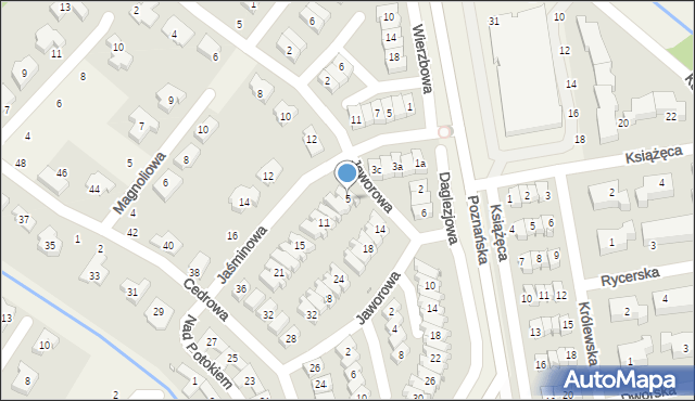 Dąbrówka, Jaśminowa, 5, mapa Dąbrówka