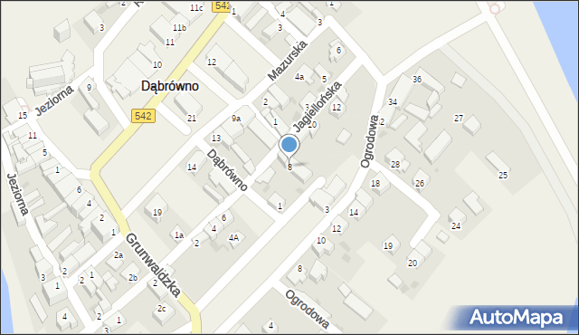Dąbrówno, Jagiellońska, 8, mapa Dąbrówno