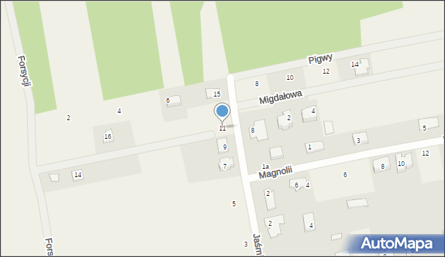 Długa Kościelna, Jaśminowa, 11, mapa Długa Kościelna