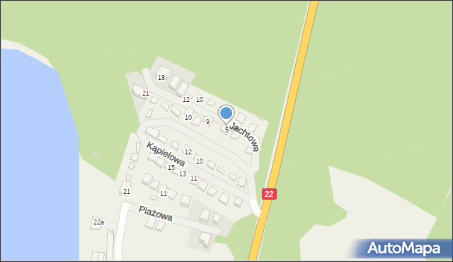 Długie, Jachtowa, 5, mapa Długie