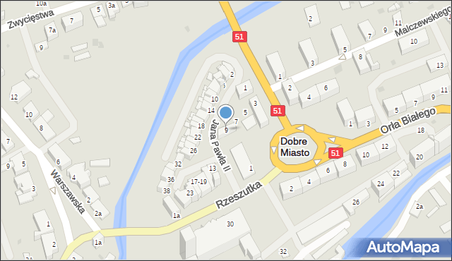 Dobre Miasto, Jana Pawła II, 9, mapa Dobre Miasto