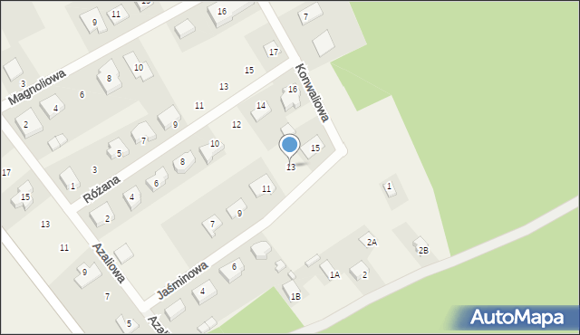 Dobryszyce, Jaśminowa, 13, mapa Dobryszyce