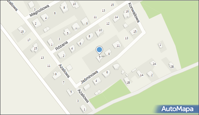 Dobryszyce, Jaśminowa, 7, mapa Dobryszyce