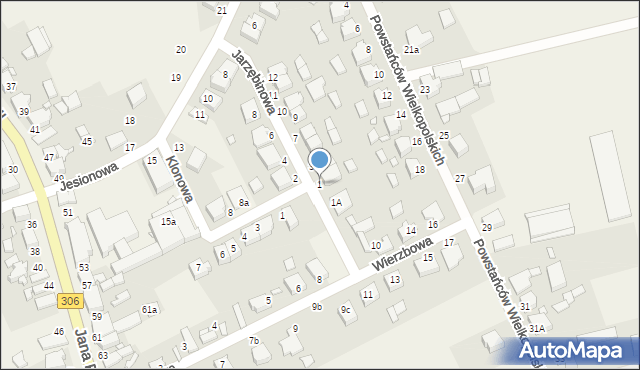 Duszniki, Jarzębinowa, 1, mapa Duszniki