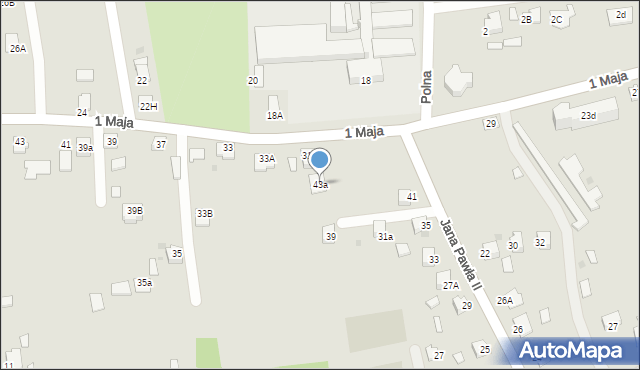Dynów, Jana Pawła II, 43a, mapa Dynów