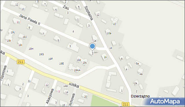 Dzierżążno, Jana Pawła II, 1, mapa Dzierżążno