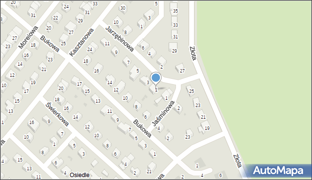 Dzierżoniów, Jarzębinowa, 1, mapa Dzierżoniów