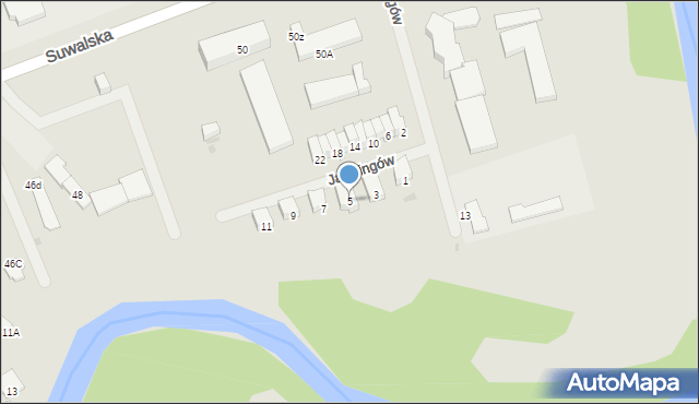 Ełk, Jaćwingów, 5, mapa Ełku