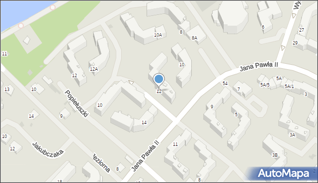 Ełk, Jana Pawła II, 12, mapa Ełku