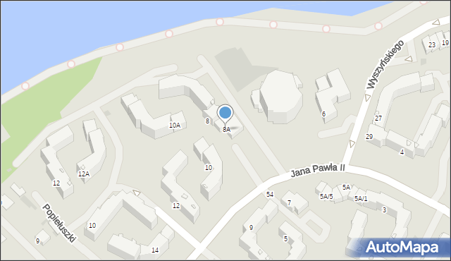 Ełk, Jana Pawła II, 8A, mapa Ełku