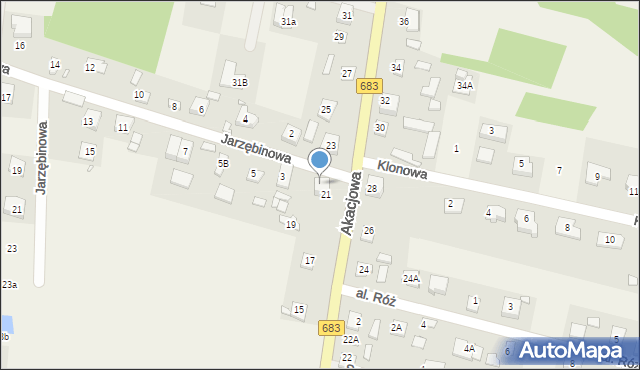 Gabryelin, Jarzębinowa, 1, mapa Gabryelin