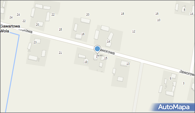 Gawartowa Wola, Jaworowa, 17, mapa Gawartowa Wola