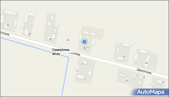 Gawartowa Wola, Jaworowa, 20, mapa Gawartowa Wola