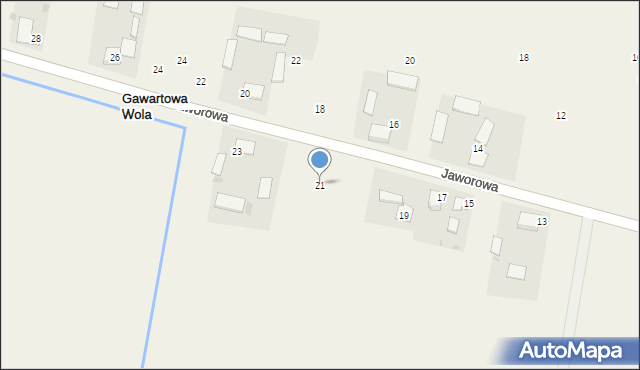 Gawartowa Wola, Jaworowa, 21, mapa Gawartowa Wola