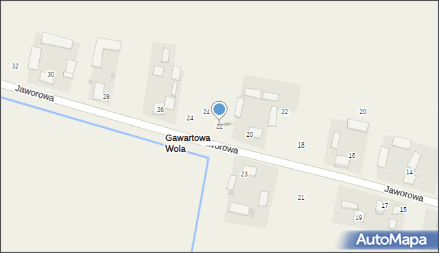 Gawartowa Wola, Jaworowa, 22, mapa Gawartowa Wola