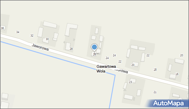 Gawartowa Wola, Jaworowa, 26, mapa Gawartowa Wola