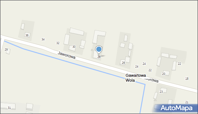 Gawartowa Wola, Jaworowa, 28, mapa Gawartowa Wola