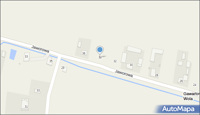 Gawartowa Wola, Jaworowa, 34, mapa Gawartowa Wola