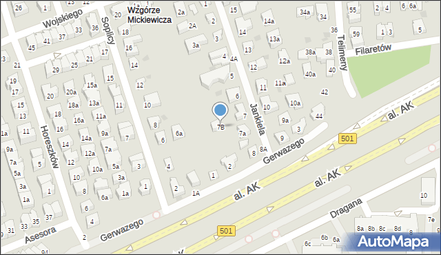 Gdańsk, Jankiela, 7B, mapa Gdańska