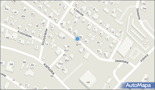 Gdańsk, Jasieńska, 34a, mapa Gdańska