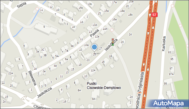 Gdynia, Jaskółcza, 25, mapa Gdyni