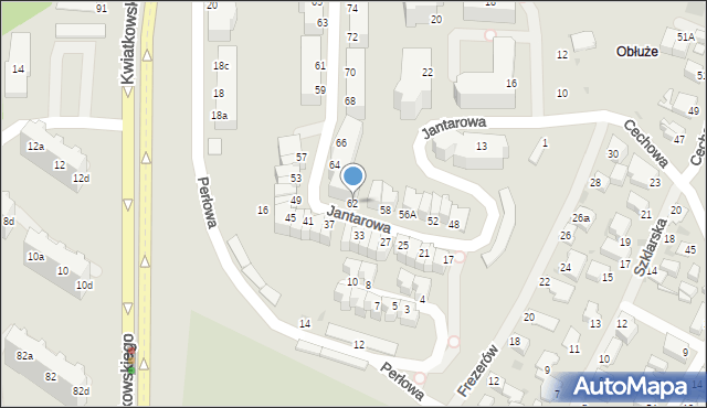 Gdynia, Jantarowa, 62, mapa Gdyni
