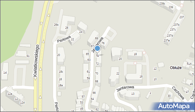 Gdynia, Jantarowa, 74, mapa Gdyni