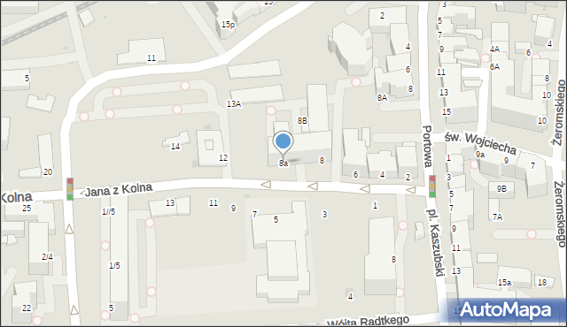 Gdynia, Jana z Kolna, 8a, mapa Gdyni