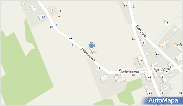 Gęsiniec, Jaśminowa, 13, mapa Gęsiniec