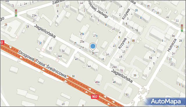 Gliwice, Jagiellońska, 29, mapa Gliwic