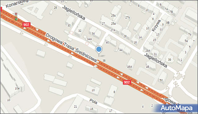 Gliwice, Jagiellońska, 38a, mapa Gliwic