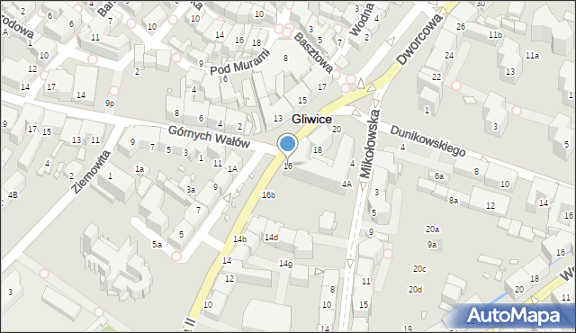 Gliwice, Jana Pawła II, 16, mapa Gliwic