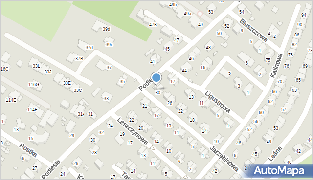 Gliwice, Jarzębinowa, 32, mapa Gliwic