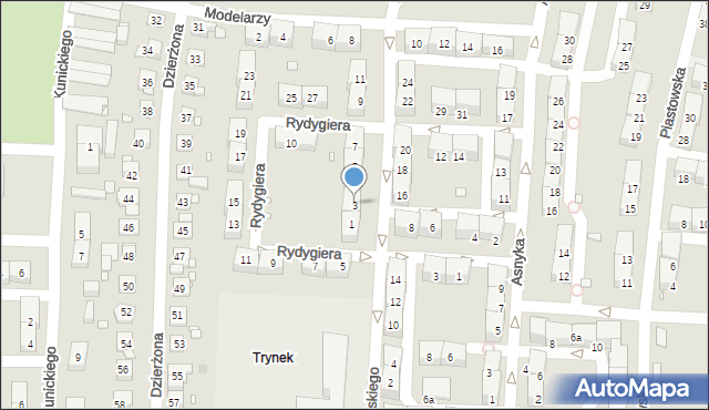 Gliwice, Jasińskiego Jakuba, 3, mapa Gliwic