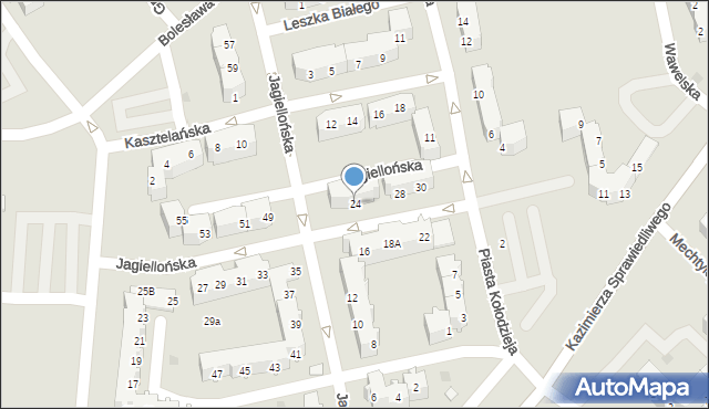 Głogów, Jagiellońska, 24, mapa Głogów