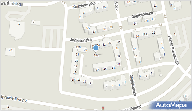 Głogów, Jagiellońska, 29a, mapa Głogów