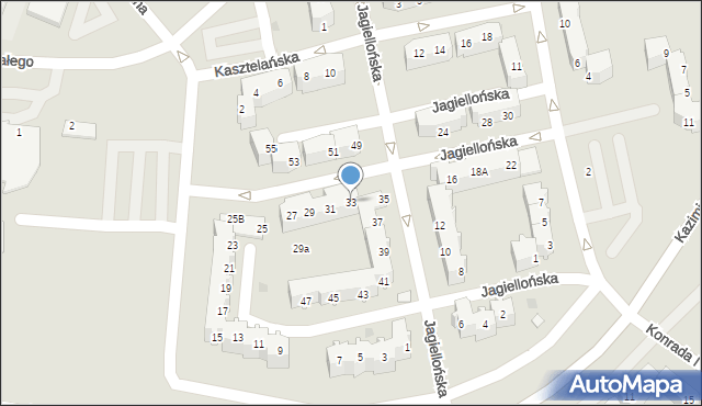 Głogów, Jagiellońska, 33, mapa Głogów