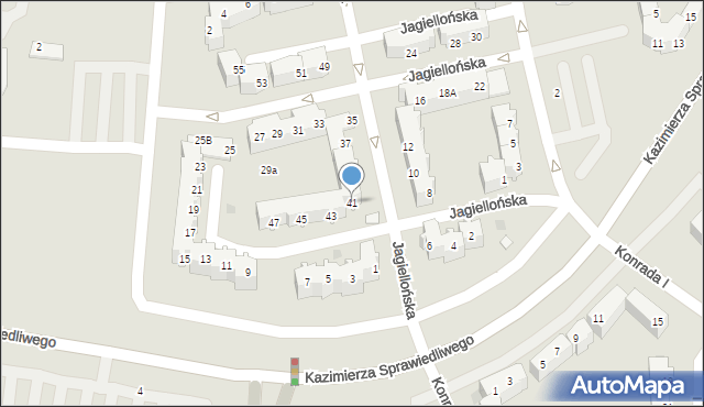 Głogów, Jagiellońska, 41, mapa Głogów
