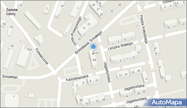 Głogów, Jagiellońska, 57, mapa Głogów