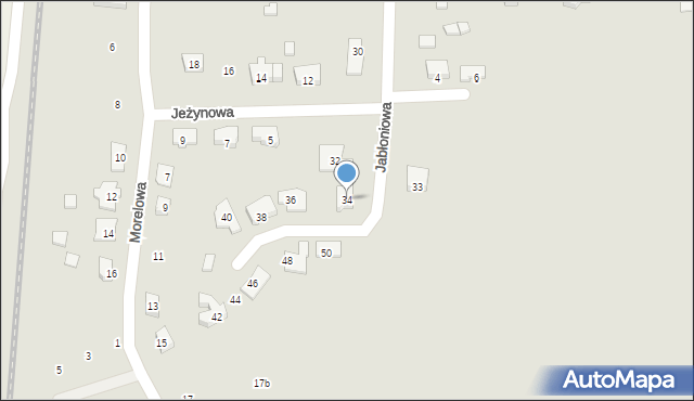 Gniezno, Jabłoniowa, 34, mapa Gniezna