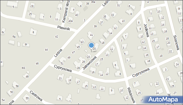 Gniezno, Jałowcowa, 22, mapa Gniezna