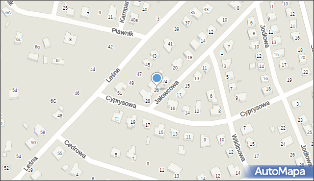 Gniezno, Jałowcowa, 26, mapa Gniezna