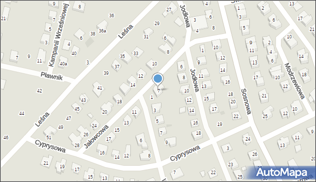 Gniezno, Jałowcowa, 7, mapa Gniezna