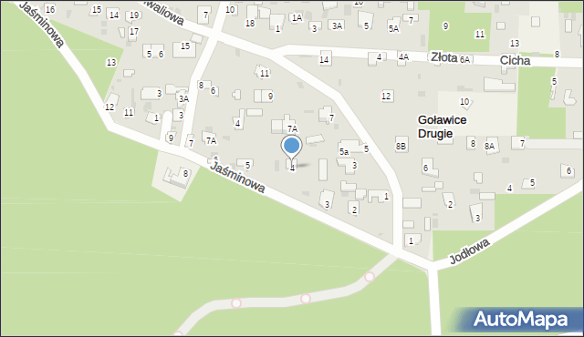 Goławice Drugie, Jaśminowa, 4, mapa Goławice Drugie